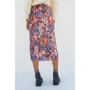 Maeve Tilda Pleated Velvet Midi Skirt sz Medium